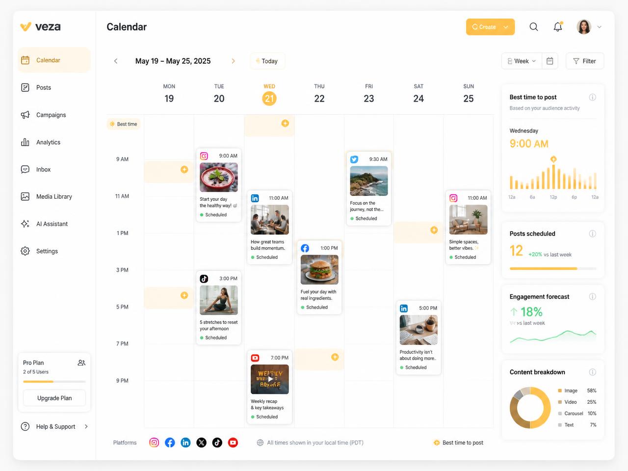 Vizogen scheduling calendar with queued Google Business Profile posts